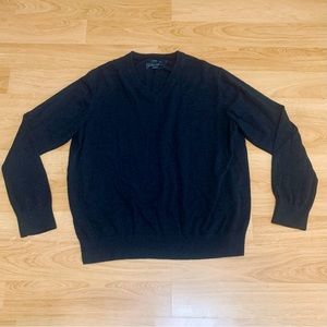 🩶 Cotton Cashmere V-Neck Sweater Dark Gray Men's XL 🩶